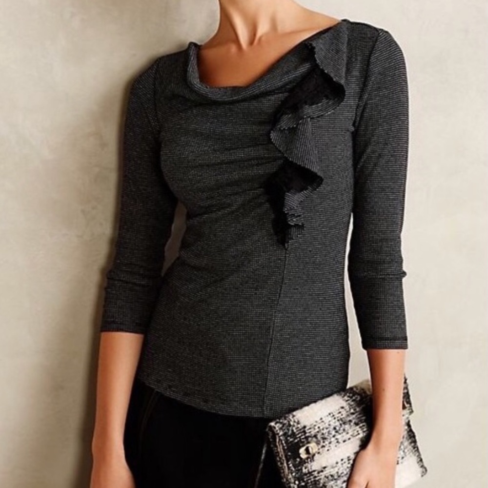 ANTHROPOLOGIE Deletta Ruffle Thermal Top